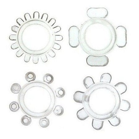 Kit 4 Anel Peniano Retardador Ereção Megastrech Kt809 Transp - Branco
