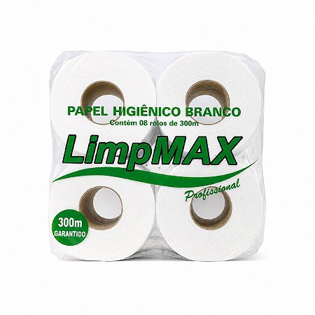 Papel Higiênico 300 Metros LimpMax Pacote com 8 Rolos Branco