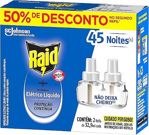 Inseticida Raid Liquido Refil 2 Unidades 32,9ml