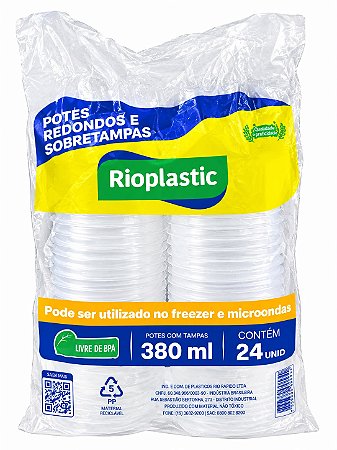 Kit Pote Redondo 25un 380ml Rioplast C/ Tampa