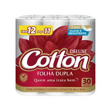 Papel Higiênico Cotton 30 Metros Pacote com 12 Rolos Folha Dupla