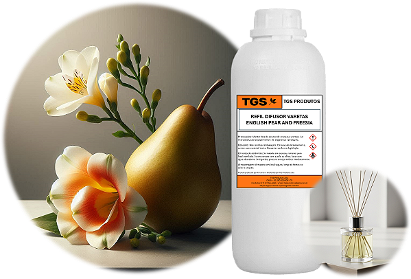 Refil English Pear and Freesia para Difusor de Varetas - (Solução pronta para uso!)