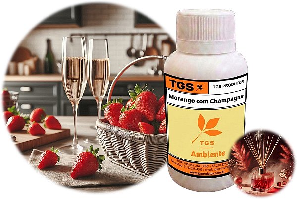 Essência Refil Morango com Champanhe para Difusor Varetas (Pronta para uso em até 8 m²)