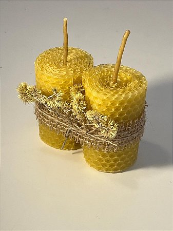 Velas de Cera de Abelha 100% Natural (2un) - Alecrim do Campo