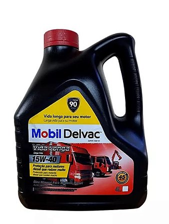 ÓLEO MOTOR DIESEL 15W40 MOBIL DELVAC VIDA LONGA GALÃO 4 LITROS