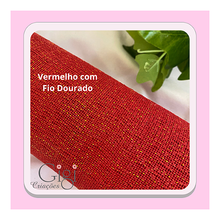 Tela escócia vermelha com fio dourado