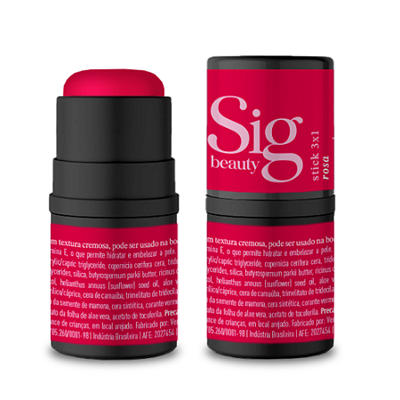 Stick 3 em 1 Rosa Aroma de Morango 4g