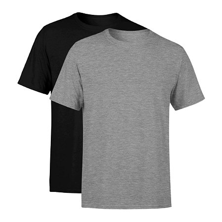 Kit 2 Camisetas Premium Preta e Cinza Masculina Lisa 100% Algodão