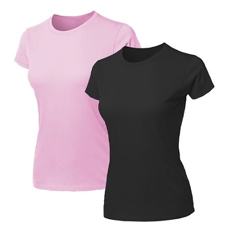Kit 2 Blusas Feminina Camiseta Lisa Básica Algodão Camisa Baby Look