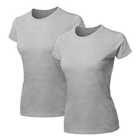 Kit 2 Blusas Feminina Camiseta Lisa Básica Algodão Camisa Baby Look