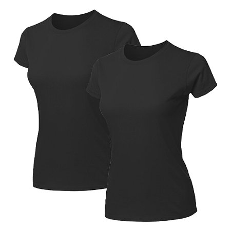 Kit 2 Blusas Feminina Camiseta Lisa Básica Algodão Camisa Baby Look