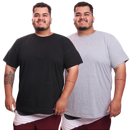 Kit 2 Camisetas Masculina Plus Size Camisa Blusa Lisa Algodão Premium