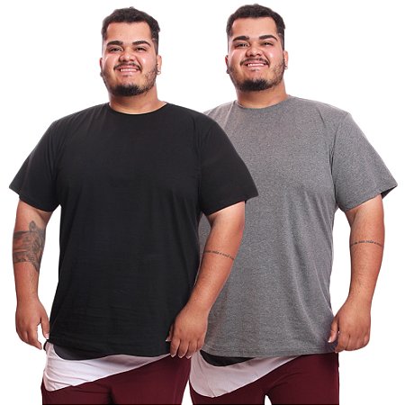 Kit 2 Camisetas Masculina Plus Size Camisa Blusa Lisa Algodão Premium