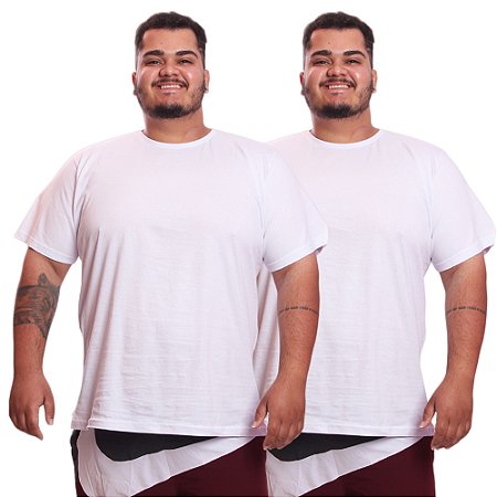 Kit 2 Camisetas Masculina Plus Size Camisa Blusa Lisa Algodão Premium