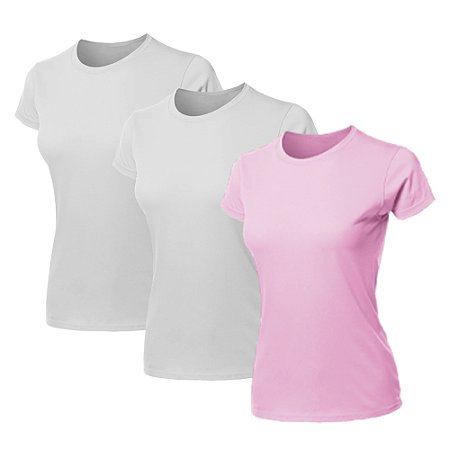 Kit 3 Blusas Feminina Camiseta Lisa Básica Algodão Camisa Baby Look