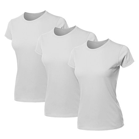 Kit 3 Blusas Feminina Camiseta Lisa Básica Algodão Camisa Baby Look
