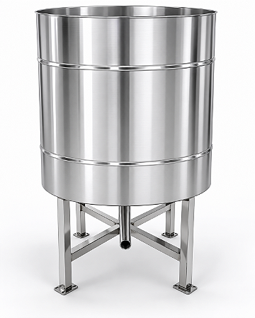 Tanque 100 litros inox cônico saída central com rodas