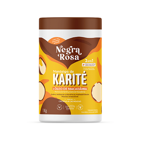 Creme Capilar 2 em 1 Manteiga de Karité e Óleo de Macadâmia Negra Rosa 1kg