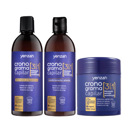 Kit Yenzah Cronograma Capilar 3 em 1- trio ( 3 produtos)