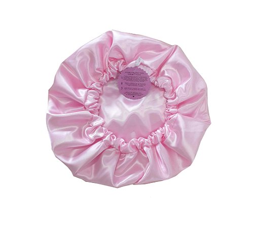 Touca Cetim Rosa Bebê Anti Frizz Ajustável