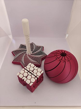 Kit Sensorial 3 em 1 Fidget Toys 3D Bola Estrela Cubo Infinito Anti Stress TDAH TEA Autismo PLA