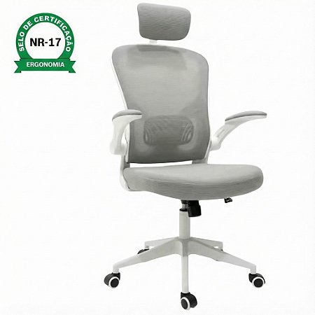 Cadeira De Escritório Brin7 Ergonômica Mesh Ajuste Lombar