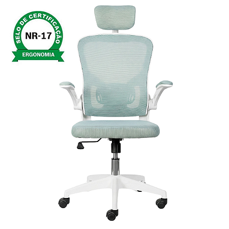 Cadeira De Escritório Brin7 B7 002 Ergonômica Branca Mesh
