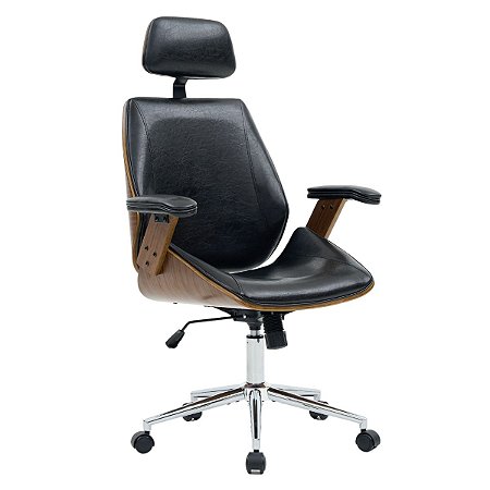 Cadeira Escritorio Diretor Luxo Madeira Nogueira