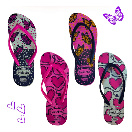 Chinelo Feminino Havaiana - Estampa Coração - Do 34 ao 40.
