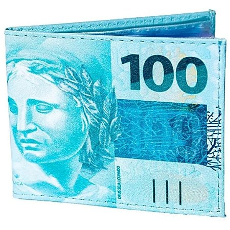 Carteira Unissex Estampa Nota de Cem Reais
