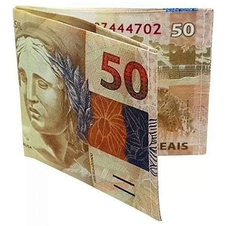 Carteira Unissex Estampa Nota de Cinquenta Reais