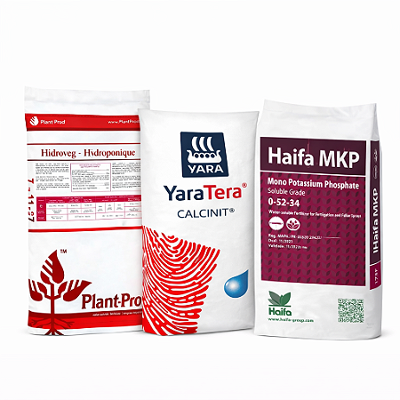 Adubo Kit Plant-Prod 7-11-27 + Nitrato de Cálcio + MKP 0-52-34 | 1kg cada