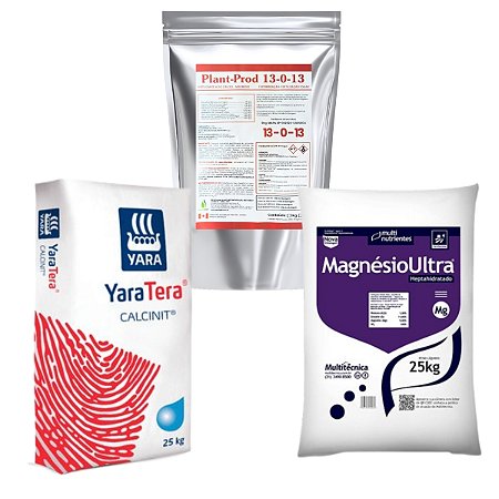 Kit Fertilizantes Plant Prod 13-0-13 + Nitrato de cálcio + Magnésio 1kg
