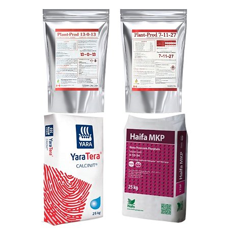 Kit Plant Prod 7-11-27 + 13-0-13 + Nitrato de Cálcio + MKP 1kg