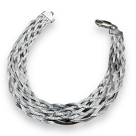 Pulseira Prata 925 Entrelaço 8 fitas