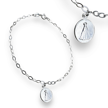 Pulseira Prata 925 Moeda Nossa Senhora