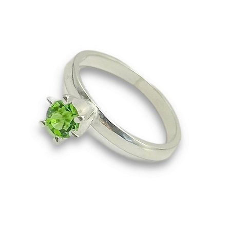 Anel Prata 925 Solitário Zircônia Verde