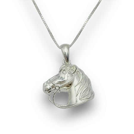 Pingente Prata 925 Cavalo Trabalhado Liso