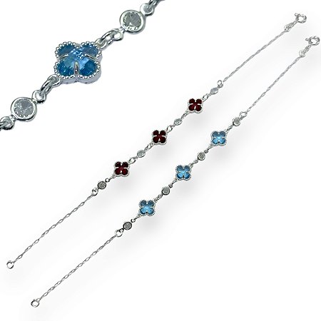 Pulseira Prata 925 Trevo Português Mini com Ponto de Luz