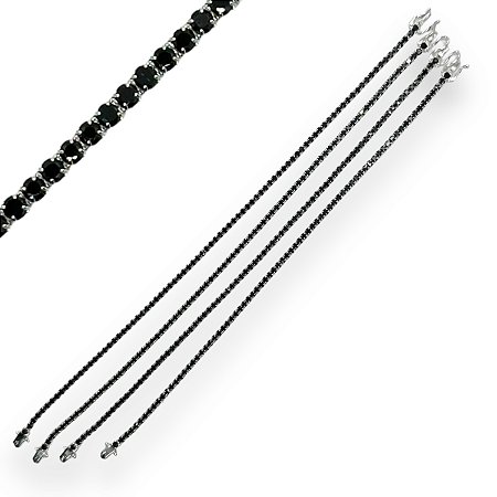 Pulseira Prata 925 Riviera 2mm Negra