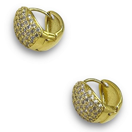 Brinco Semijoia Argola Luxo Cravejada Zircônias Cristal 9mm