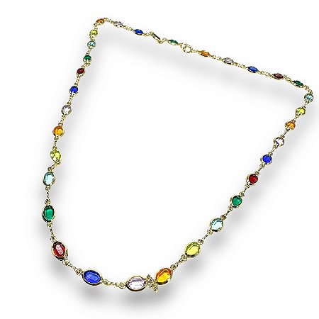 Chocker Semijoia Pedras Coloridas
