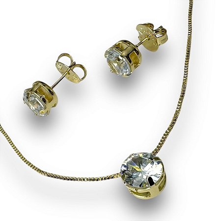 Conjunto Semijoia Ponto de Luz 8mm