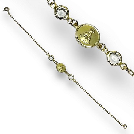 Pulseira Semijoia Nossa Senhora com Zircônias Cristal