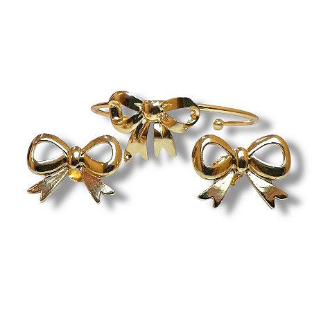 Conjunto Semijoia Luxo Laço