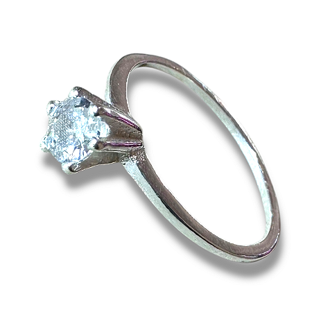 Anel Prata 925 Solitário Cristal