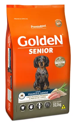 GOLDEN FORMULA MINI BITS CÃES RAÇAS PEQUENAS SÊNIOR FRANGO E ARROZ 10,1 KGS