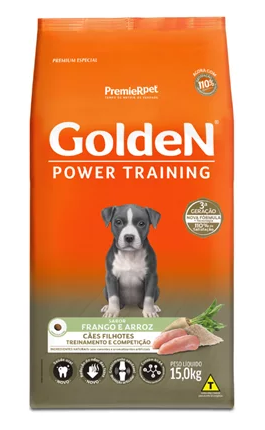 GOLDEN POWER TRAINING CÃES FILHOTES FRANGO E ARROZ 15,0 KGS
