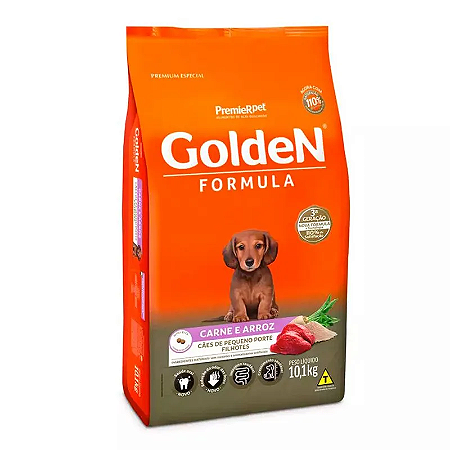 GOLDEN FÓRMULA MINI BITS CÃES ADULTOS PORTE PEQUENO CARNE E ARROZ 10,1 KGS