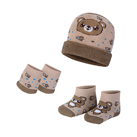Kit Touca Luva Meia Recém Nascido Bebê Maternidade